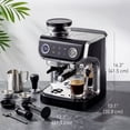 thumbnail image 3 of HOMCOM Espresso Machine with Built-in Grinder Milk Frother Steam Wand Black, 3 of 10