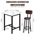 thumbnail image 2 of Pub Table and Chairs Set of 2, 24" Dining Table Set with 2 PU Leather Upholstered Stools, 3-Piece Square Small Space Kitchen Table Pub Table Set for Apartment Dining Room, Living Room, White, 2 of 3