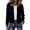 Black, variant on Ribbed Knit Jacket for Women Collared Denim Contrast Zip Up Jacket Spliced Jean Trim Long Sleeve Casual Cardigan White M