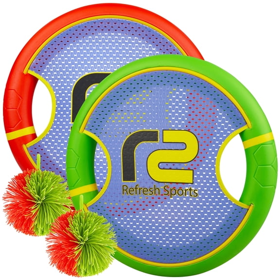 Bouncy Paddle & Stringy Ball Game - Red & Green - Refresh Sports