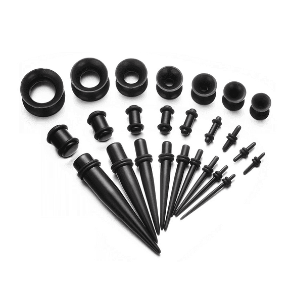 vogem 25Pcs Ear Stretching Kit Ear Gauges Expander Set Acrylic Tapers Plugs Body Piercing Jewelry Set Unisex 14G-00G/1.6mm-12mm