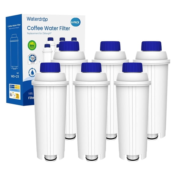 Waterdrop DLS C002 Coffee Water Filter, Replacement for De'Longhi® Filter, De'Longhi® Magnifica Evo Water Filter, ECAM/ETAM/EPAM Series, EC680/5, TÜV SÜD Certified, 6 Pack