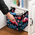 thumbnail image 5 of Flamingo Foldable Organizer Bins with Handle, 10.8"x10.5"x10.6", Large Capacity Storage Bin Toy Box, 5 of 6