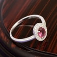 thumbnail image 4 of 7x5MM Oval Shape Red Cz Gemstone 925 Sterling Silver Solitaire Halo Women Wedding Ring, 4 of 5
