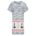 thumbnail image 4 of Nautical Pattern with Stripes And Anchors Women Nightgown Sleepwear Short Sleeves For Vacations Travels Nightgowns Women's Pajamas, 4 of 7