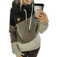 thumbnail image 1 of UKAP Women Pullover Drawstring Sweatshirt Color Block Hoodies Casual Fall Hooded Tops Black XXL, 1 of 2