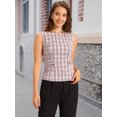 thumbnail image 4 of DARING DIVA Women's Tweed Elegant Crew Neck Business Vest Tops S Pink White, 4 of 7