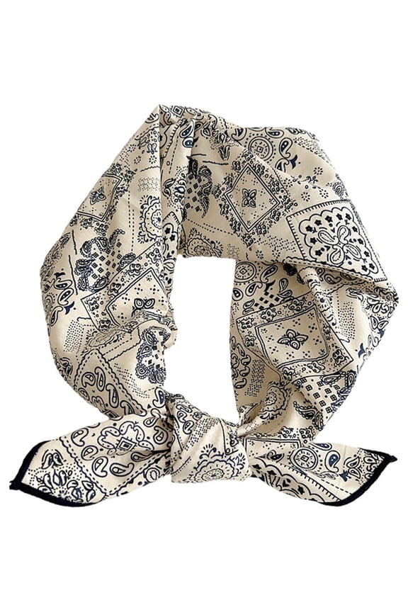 Soft Women Scarf Cotton Linen Small Square Hijab Neck Square Bandana Headband Neckerchief Floral Print Hair Scarf Female Headscarf