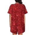 thumbnail image 3 of Lsque Red Glitter Women's Short-Sleeved Pajama Set - 2 Piece Soft and Lightweight Sleepwear Set-Medium, 3 of 9