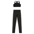 thumbnail image 3 of Hansber Kids Girls 2PCS Gymnastic Yoga Workout Outfit Sleeveless Criss Cross Crop Top with Legging A Black 6, 3 of 5
