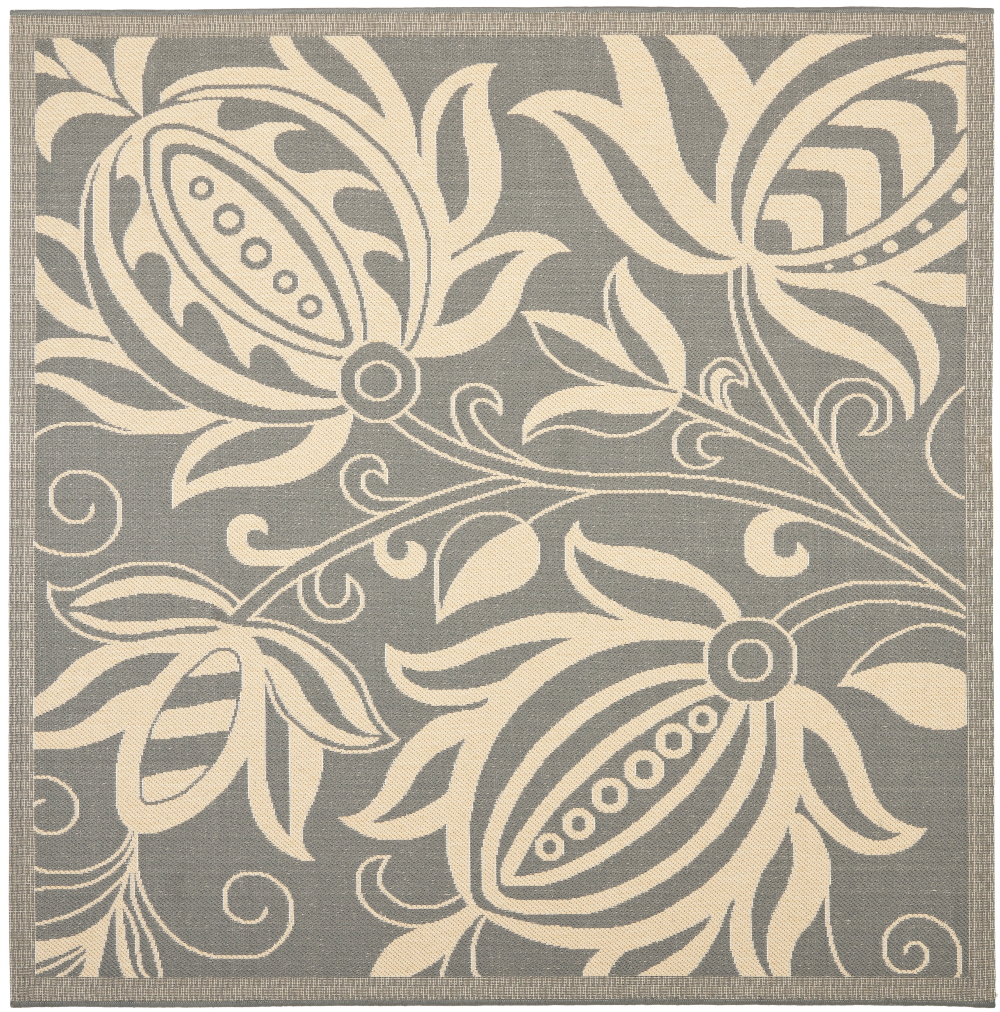 Safavieh Courtyard Crystal Floral Indoor/Outdoor Area Rug, Gray/Natural, 6'7" x 6'7" Square