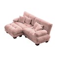thumbnail image 5 of 94"L Shape Sofa, Chenille 2 Seater Cloud Couch with 4 Soft Pillows, Upholstered Deep Seat Sofa Couch with Convertible Ottoman for Living Room, Apartment, Office, Pink, 5 of 7