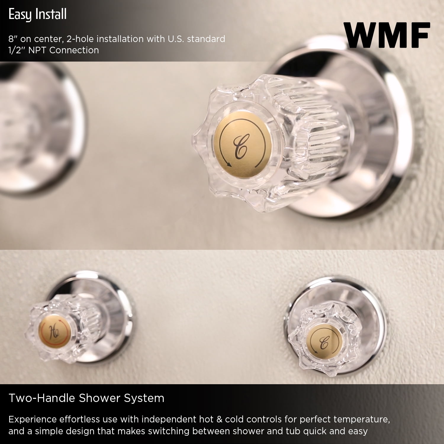 WMF Metal Silver 2 Handle Tub and Shower Faucet