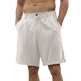 thumbnail image 2 of Men's Soild Color Cotton Linen Casual Shorts, Elastic Waist Classic Summer Beach Shorts for Men, Soft Breathable Relaxed Fit Lounge Shorts with Pockets Light Ashy S, 2 of 6