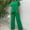 Green, variant on A Two Piece Short Sleeved Round Neck Loose Casual And Irregular Set Of Solid Color Women's Clothing From Europe And America Basketball Pants Women Wedding Pant Suits for Bride Womens Winter Set Mesh