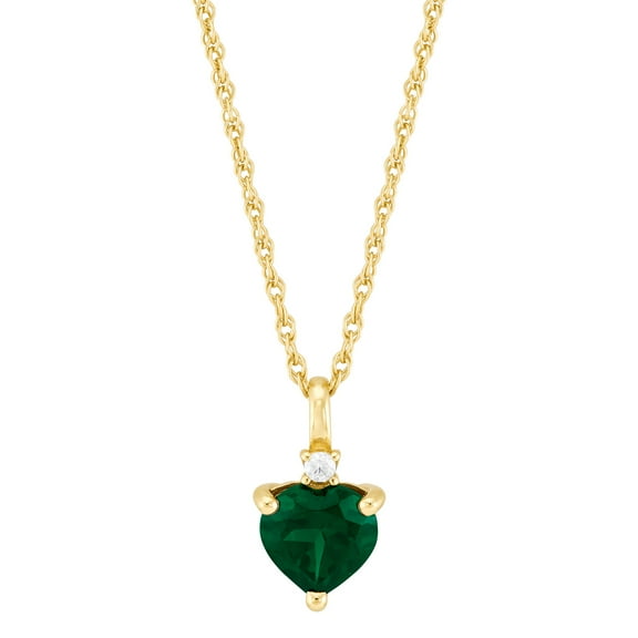 Brilliance Fine Jewelry Simulated Emerald Heart Pendant in 14KT Gold Plated Sterling Silver