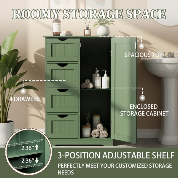 Alvantor Slim Freestanding Navy Blue Bathroom Storage Cabinet