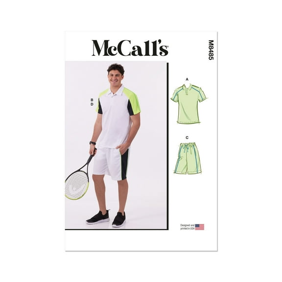 McCall's Sewing Pattern 8485 - Men's Knit Tops and Shorts, Size: AA (34-36-38-40-42-44)