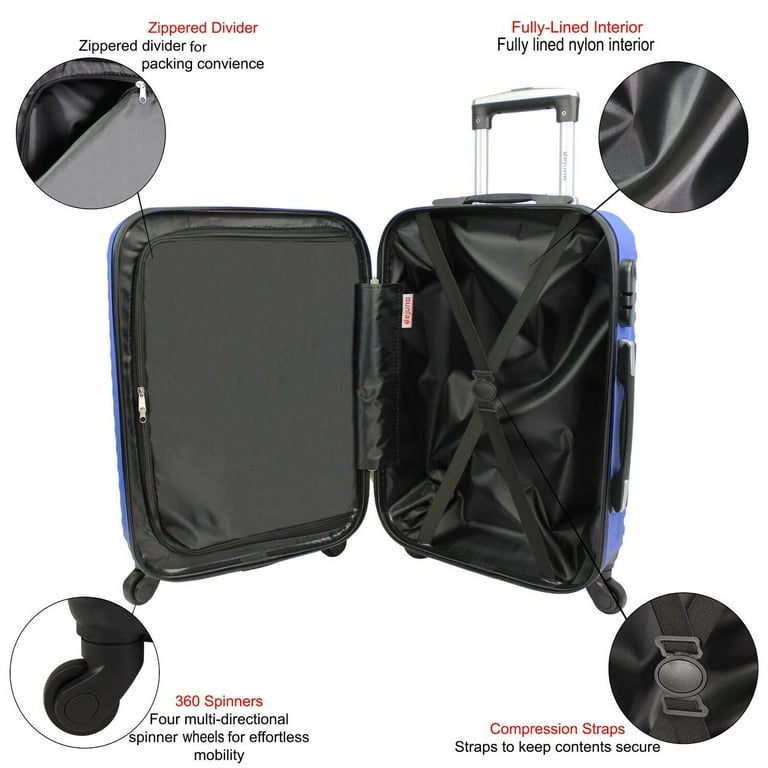 Dejuno Craft Hardside 3-Piece Spinner Luggage Set - Blue - Walmart.com