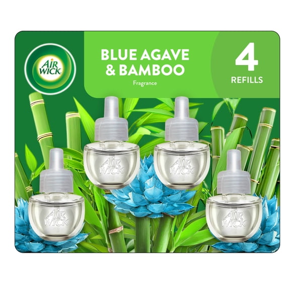 Air Wick Plug-In Scented Oil Air Freshener Warmer Refills, Blue Agave and Bamboo, 4 Count