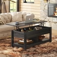 thumbnail image 4 of GALAXHERO Coffee Table, 47" Lift Top Coffee Table with Hidden Compartment and 2 Storage Shelves for Living Room, Rustic Brown, 4 of 5