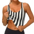 thumbnail image 3 of KLL Black And White Thick Stripes for Workout Tank Tops for Women,U Back Fitness Top Built in Shelf Bras Padded Fit for Yoga Gym-, 3 of 8