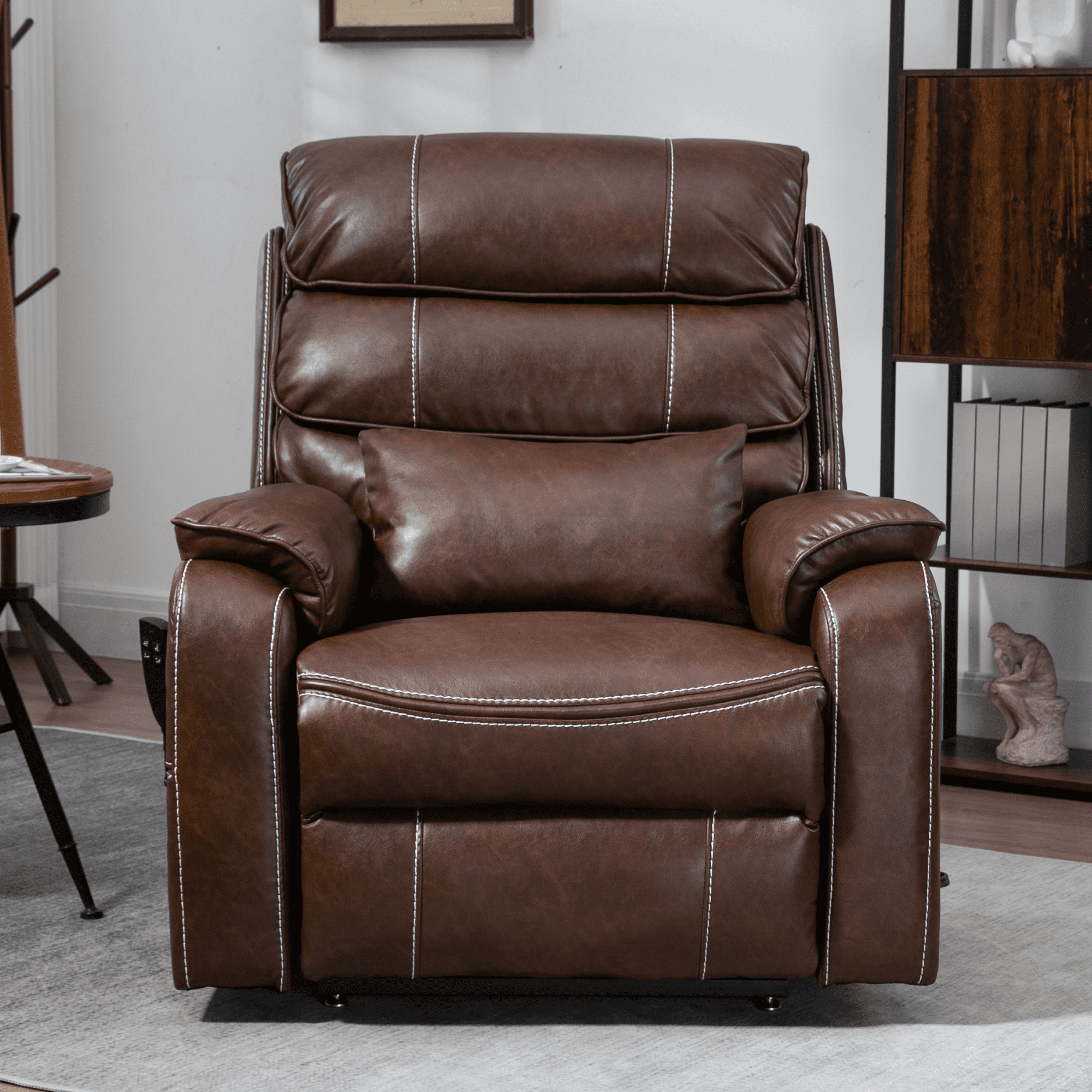 JUUXO Lay Flat Recliner Lift Chair with Wireless Charger, Cup Holder and Lumbar Pillow - Heated Massage Power Lift Chair for Big and Tall