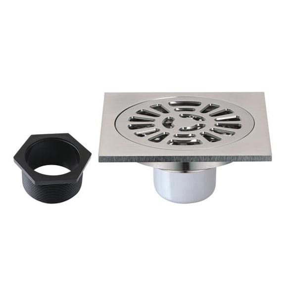 4 in. Watercourse Square Brass Shower Drain, Brushed Nickel