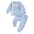 thumbnail image 2 of Jaweiwi Toddler Baby Girl Fall Outfits with 3D Flower 6 12 18 24 Months 2T 3T 4T  Long Sleeve Round Neck Pullover + Elastic Waist Long Pants 2 Pcs Clothes Set, 2 of 9