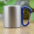 thumbnail image 3 of 2x Stainless Steel Camping Cup with Carabiner, Outdoor Coffee Cups with Hook Handles Metal Tumblers for Hiking, Traveling And Backpacking - 3 Colors, 3 of 7