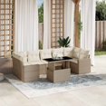 thumbnail image 1 of vidaXL 8 Piece Garden Sofa Set with Cushions Beige Poly Rattan, 1 of 5