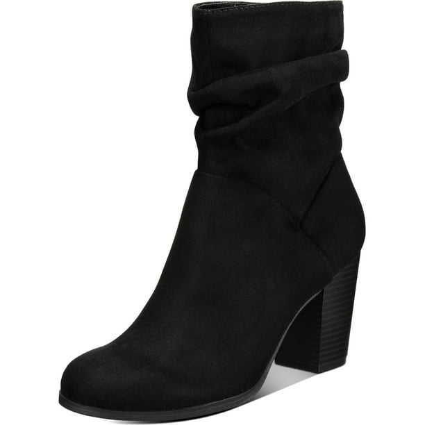 faux suede block heel booties
