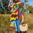 thumbnail image 4 of Colorful Comic Book Panels Women's Fall Dresses Casual Loose Flowy Swing Shift Dress, 4 of 9