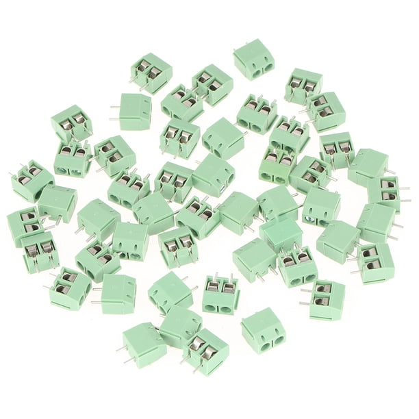 Conector De Bloque De Terminales De Tornillo PCB Verde Universal, Paso De 2 Pines Y 5mm Para Cableado De PCB, Juego De 50 Uds.