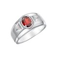 thumbnail image 3 of RYLOS Men's Rings 14K White Gold Classic 7X5MM Oval Gemstone & Diamond Ring Garnet January Birthstone Rings For Men, Gold Rings Size 10, 3 of 7