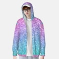 thumbnail image 2 of Balery Multicolor Glitter Sudadera ligera de manga larga con capucha y protección solar UPF 50+ para hombre y mujer, ideal para pesca y running-Small, 2 of 7