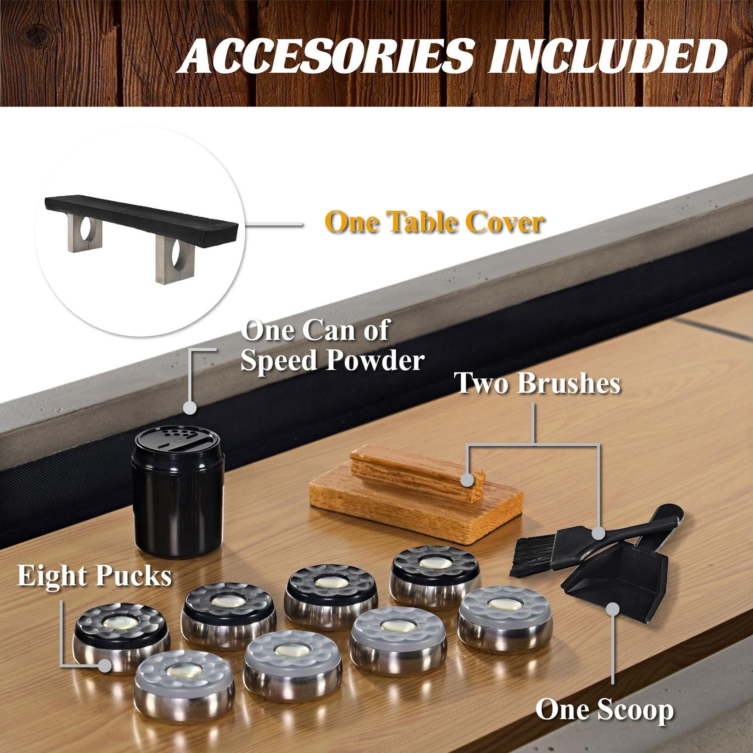 Table de jeu de palets d'extérieur Aurora de 11 pieds, tous temps, tous les accessoires inclus, par Barrington Billiards