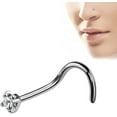 thumbnail image 2 of Titanium Nose Ring G23 Solid Titanium Nose Stud 20G Screw Nose Stud 2mm Clear CZ, 2 of 7