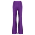 thumbnail image 4 of Xnihocha Women's Modern Dance Pants Disco Party Trousers Elastic High Waist Sequin Bell Bottom Trousers Purple XL, 4 of 5