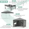 thumbnail image 2 of Pirecart 10x10 ft Pop up Canopy Tent Outdoor Commercial Instant Canopy with 4 Sidewalls & Carry Bag, Party Tent for 6-8 People or 1-2 Tables, Gray, 2 of 6