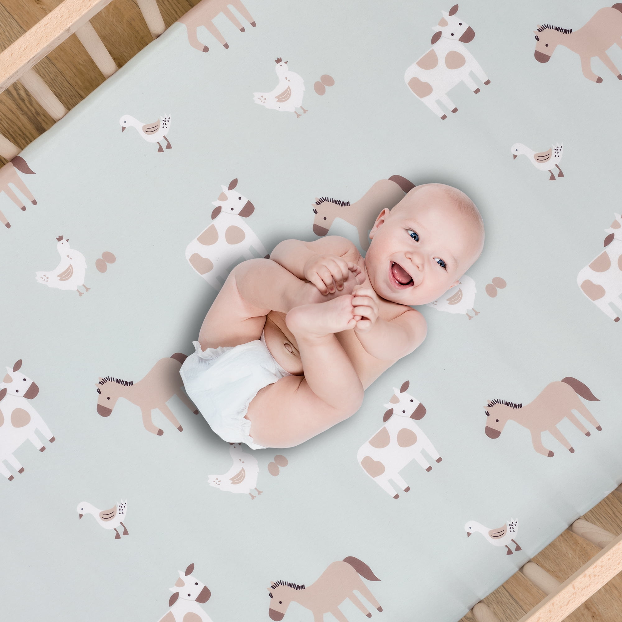 Bedtime Originals Farmyard Friends 3-Piece Infant Baby Nursery Crib Bedding Set