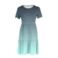 thumbnail image 6 of Sakmal Midi Summer Dresses for Women Vacation Blue T Shirt Dress Short Sleeve A Line Dresses with Pockets, 6 of 6