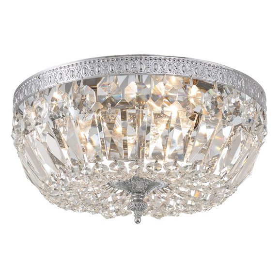 712-CH-CL-S-Crystorama Lighting-Three Light Flush Mount in Traditional and Contemporary Style - 12 Inches Wide by 7 Inches High-Polished Chrome