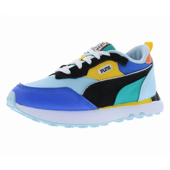Puma Rider Future Vintage Pinball PS Boys Shoes Size 3.5, Color: Aquamarine/Puma Black//Gold Red