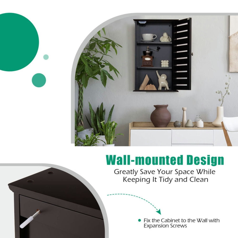 Finihen Bathroom Wall Cabinet, Wall Mounted Bathroom Cabinet, Medicine Cabinet, Wall Mount Medicine Cabinet Multifunction Storage Organizer, Dark Brown Finihen Bathroom Wall Cabinet, Wall Mounted Bathroom Cabinet, Medicine Cabinet, Wall Mount Medicine Cabinet Multifunction Storage Organizer, Dark Brown