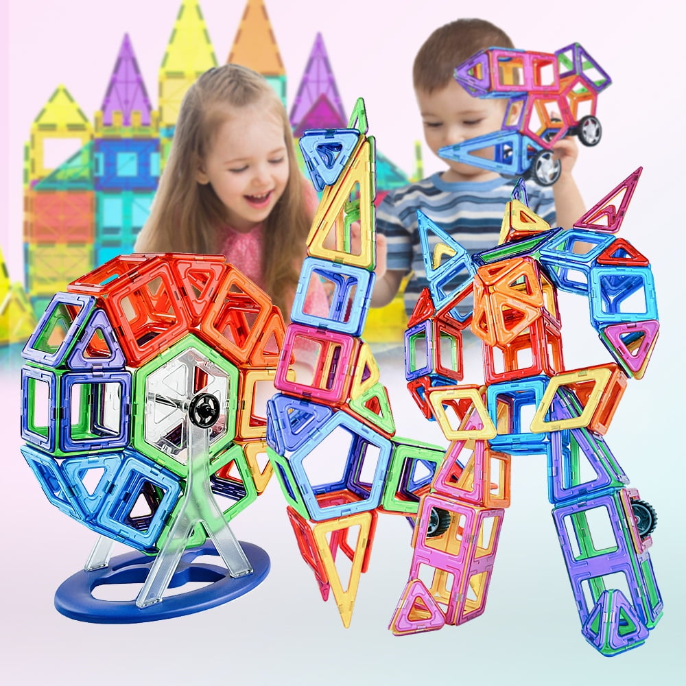 62 pcs Kids DIY 3D Magnetic Blocks Multicolour Construction Building Toys Puzzle 