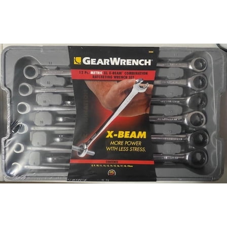 GearWrench 85888 12 Piece Set Metric X-Beam Combination Ratcheting Wrench Set