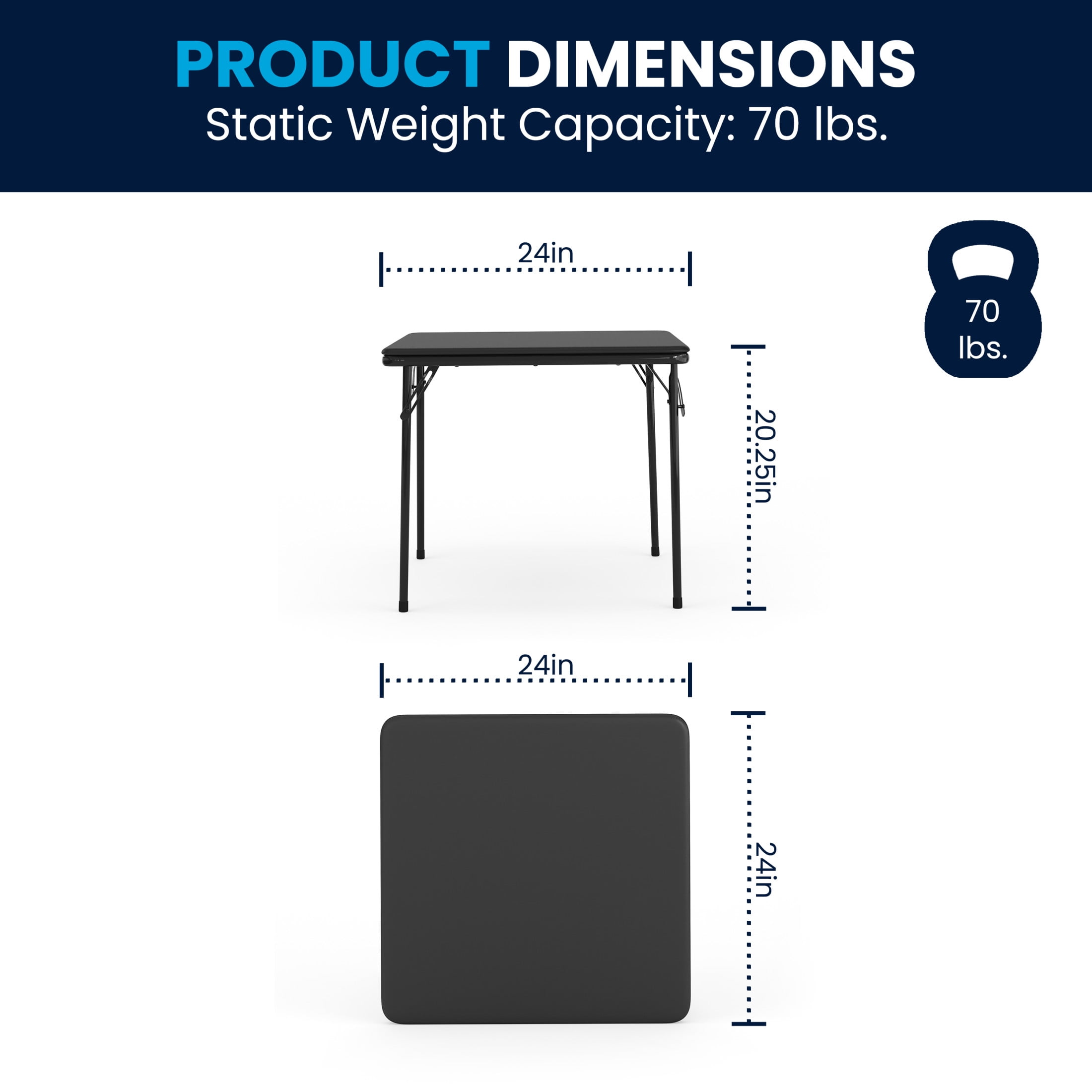 BizChair Kids Black 3 Piece Folding Table and Chair Set