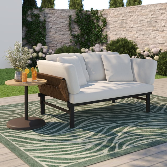 Lit de repos extérieur en acier ajustable avec coussins Sienna HOMETRENDS, blanc