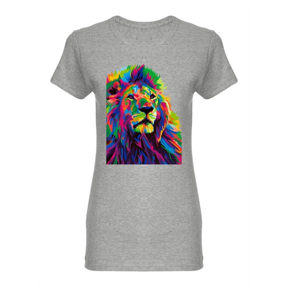 Colorful Lion Pop Art Design Shaped T-Shirt Women -Image by Shutterstock, Female Small